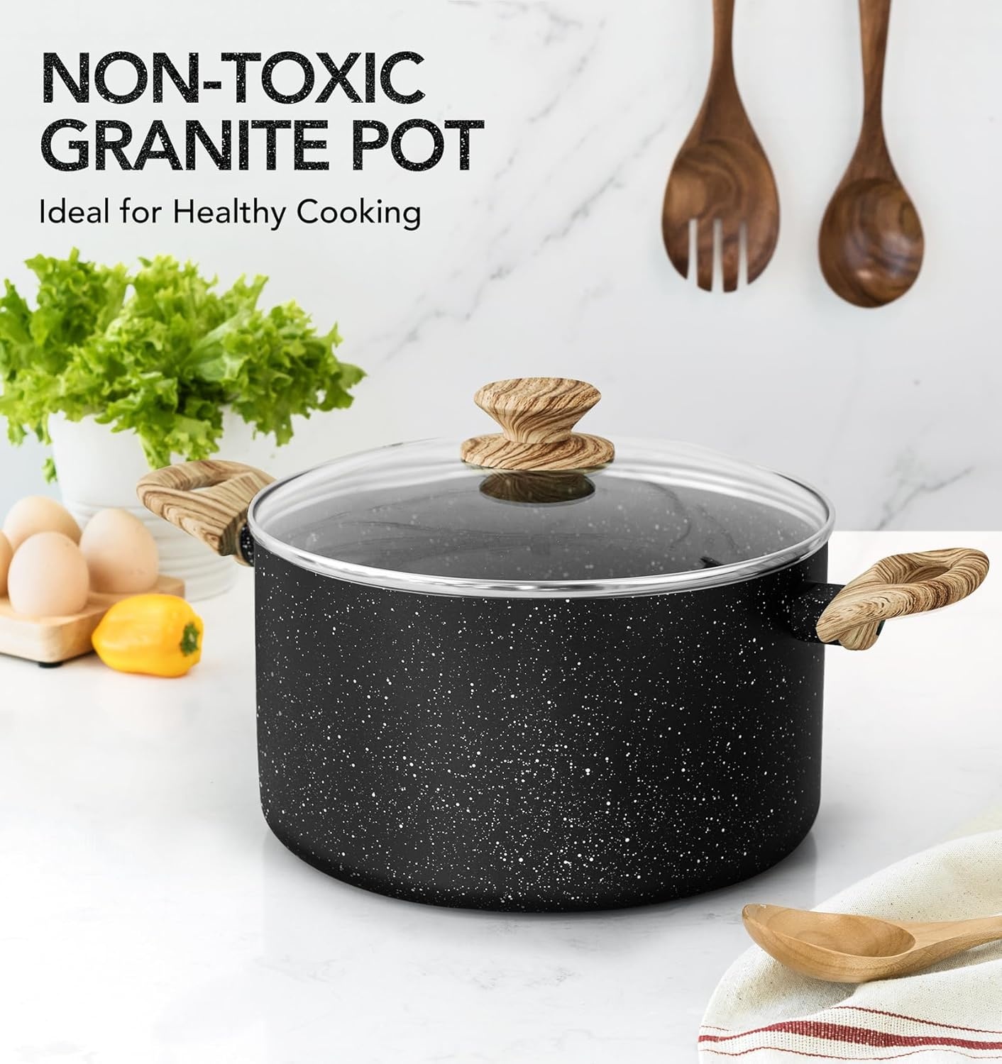 image:imageMICHELANGELO 8 Quart Stock Pot with Lid Nonstick Cooking Pots 8 Qt Soup Pot with Lid Induction Pots for Cooking Stockpot with Healthy Coating WhiteBlack