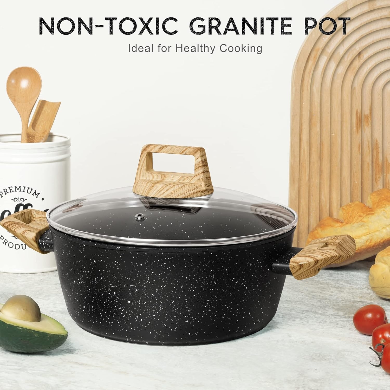 image:imageMICHELANGELO 8 Quart Stock Pot with Lid Nonstick Cooking Pots 8 Qt Soup Pot with Lid Induction Pots for Cooking Stockpot with Healthy Coating WhiteBlack