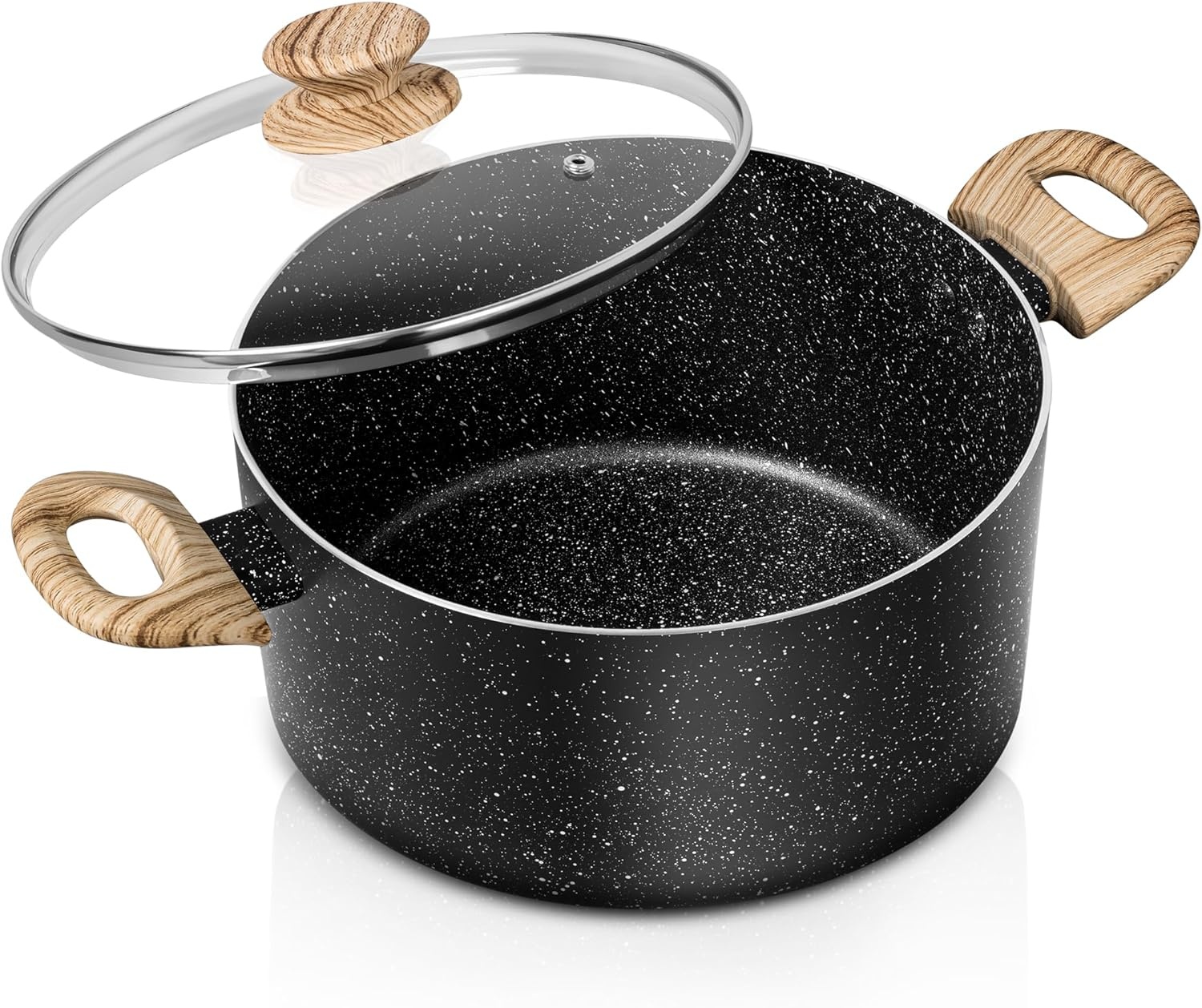 image:imageMICHELANGELO 8 Quart Stock Pot with Lid Nonstick Cooking Pots 8 Qt Soup Pot with Lid Induction Pots for Cooking Stockpot with Healthy Coating WhiteBlack