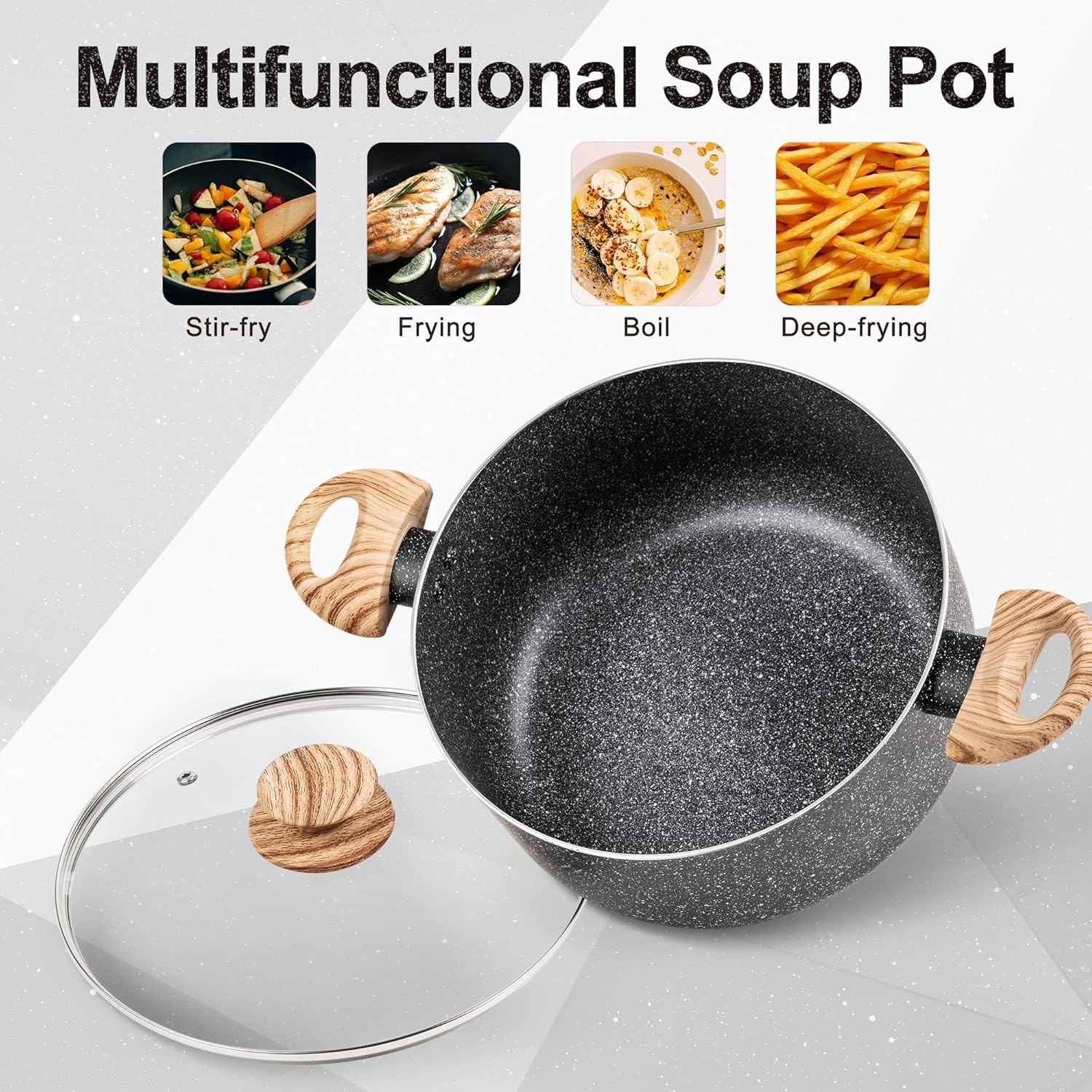 image:imageMICHELANGELO 8 Quart Stock Pot with Lid Nonstick Cooking Pots 8 Qt Soup Pot with Lid Induction Pots for Cooking Stockpot with Healthy Coating WhiteBlack