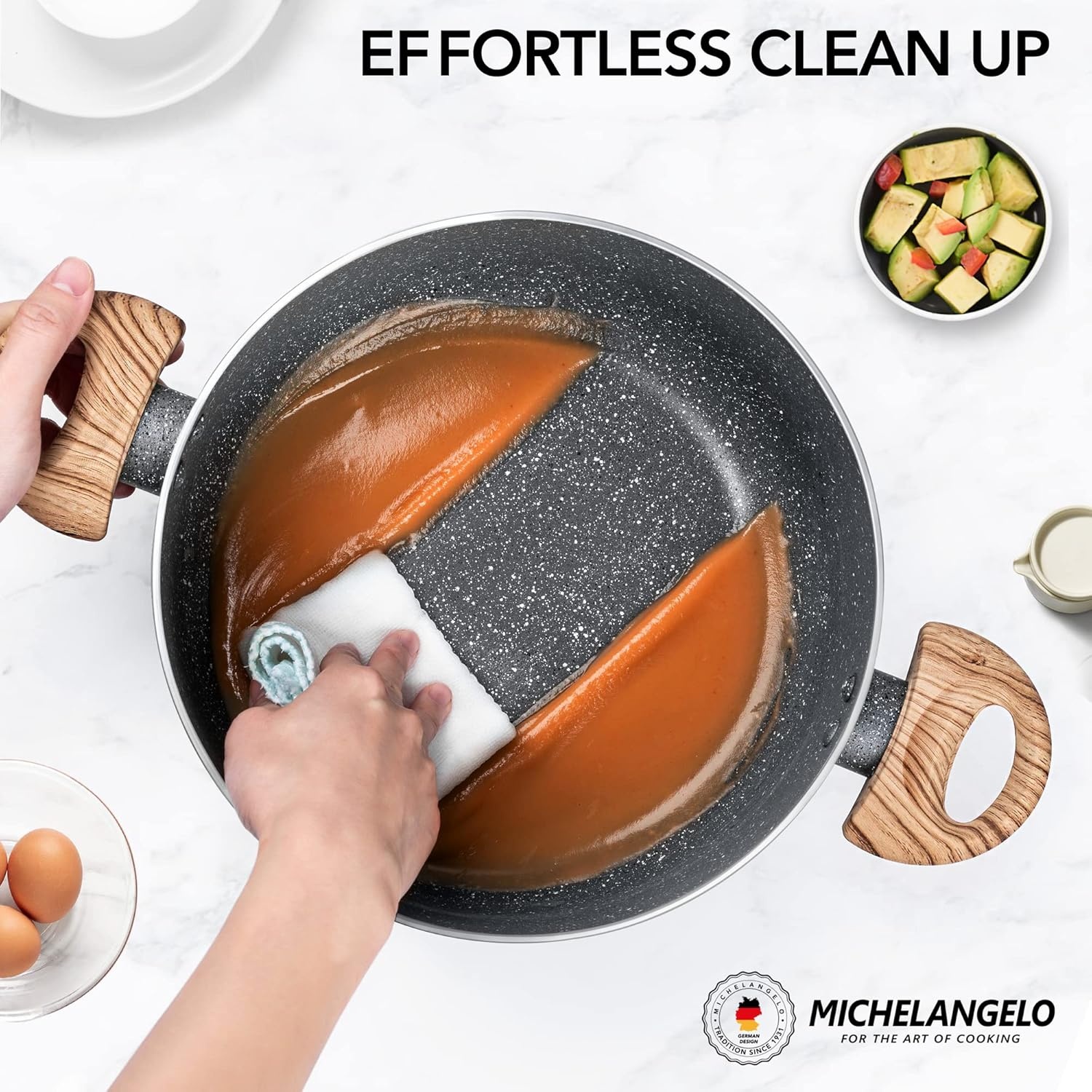 image:imageMICHELANGELO 8 Quart Stock Pot with Lid Nonstick Cooking Pots 8 Qt Soup Pot with Lid Induction Pots for Cooking Stockpot with Healthy Coating WhiteGray