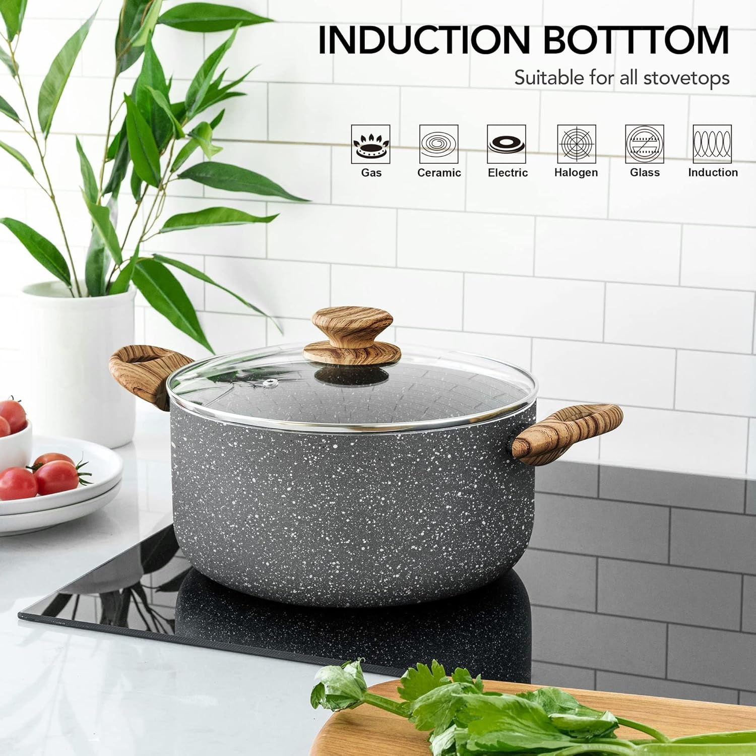 image:imageMICHELANGELO 8 Quart Stock Pot with Lid Nonstick Cooking Pots 8 Qt Soup Pot with Lid Induction Pots for Cooking Stockpot with Healthy Coating WhiteGray