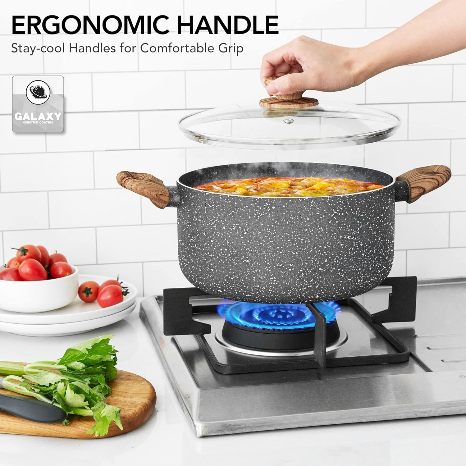 image:imageMICHELANGELO 8 Quart Stock Pot with Lid Nonstick Cooking Pots 8 Qt Soup Pot with Lid Induction Pots for Cooking Stockpot with Healthy Coating WhiteGray