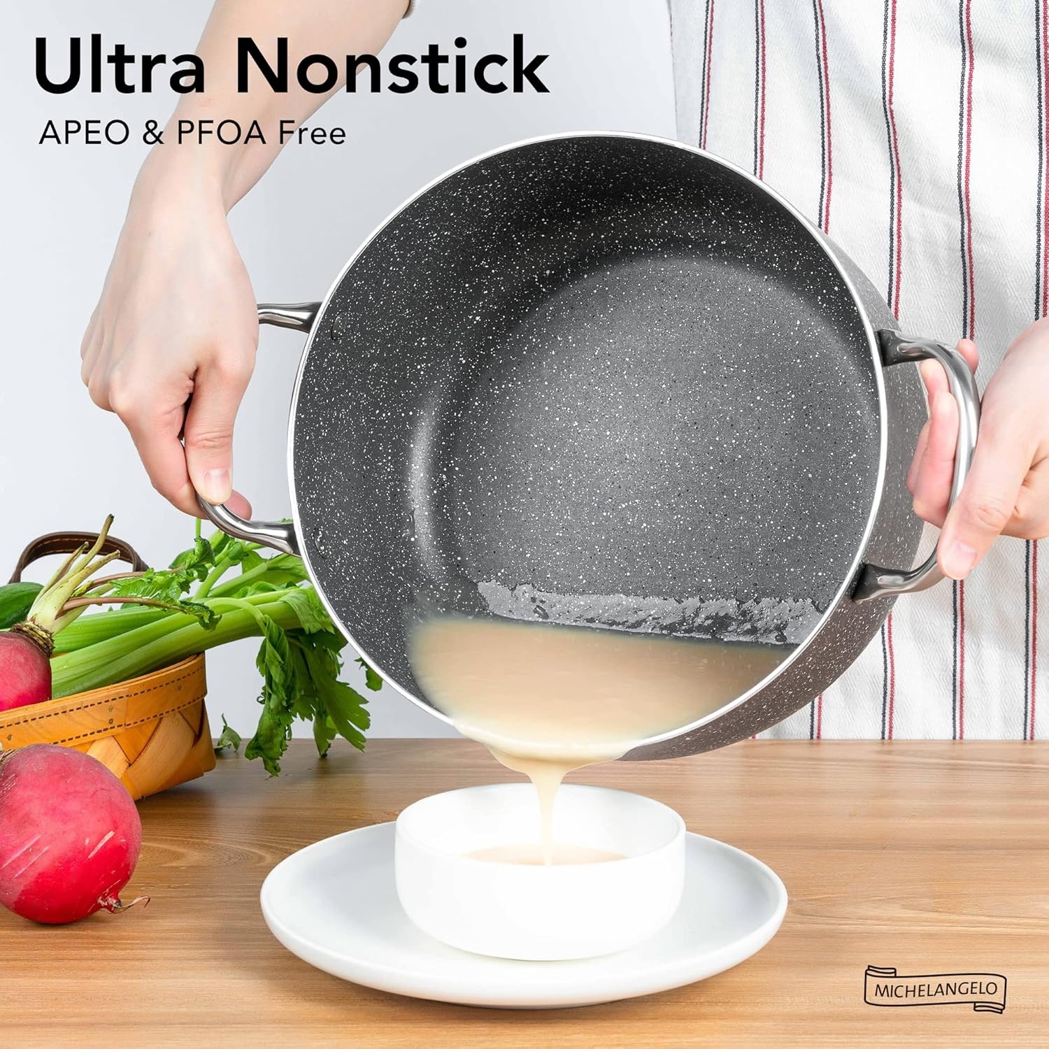image:imageMICHELANGELO 8 Quart Stock Pot with Lid Nonstick Cooking Pots 8 Qt Soup Pot with Lid Induction Pots for Cooking Stockpot with Healthy Coating WhiteStainlessGray