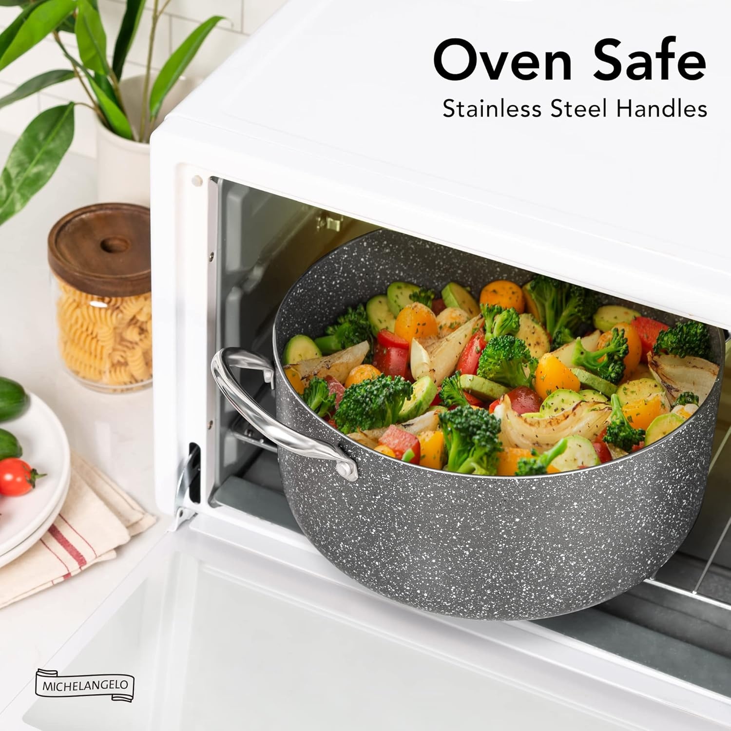 image:imageMICHELANGELO 8 Quart Stock Pot with Lid Nonstick Cooking Pots 8 Qt Soup Pot with Lid Induction Pots for Cooking Stockpot with Healthy Coating WhiteStainlessGray