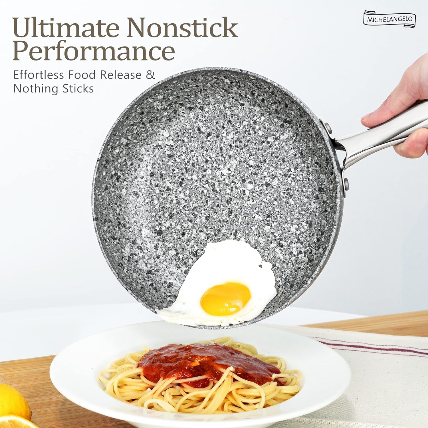 image:imageMICHELANGELO Frying Pans Set with 100 APEO amp PFOAFree Stone Non Stick Coating Granite Skillet Set Nonstick Skillets 3 Pcs89511 inch10 inch