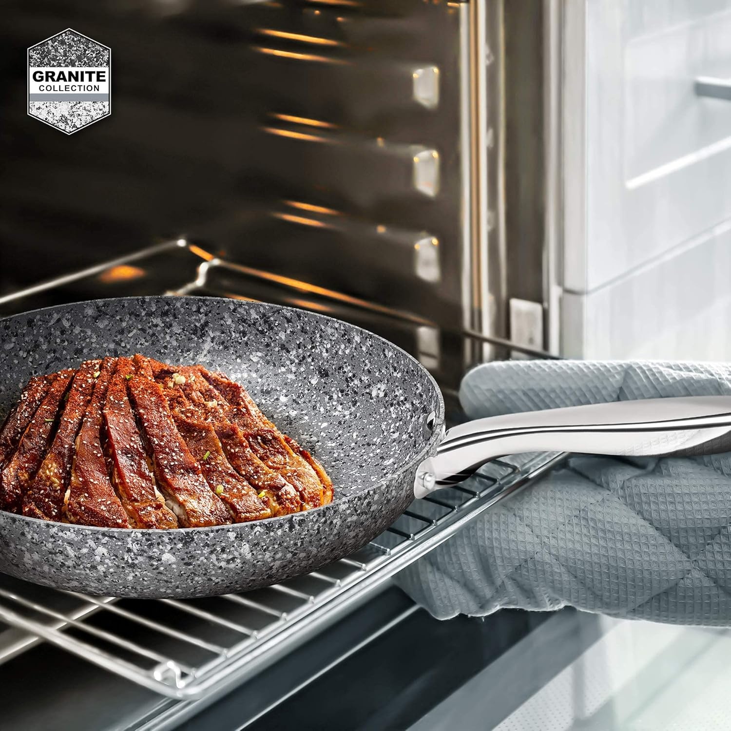 image:imageMICHELANGELO Frying Pans Set with 100 APEO amp PFOAFree Stone Non Stick Coating Granite Skillet Set Nonstick Skillets 3 Pcs89511 inch8 inch