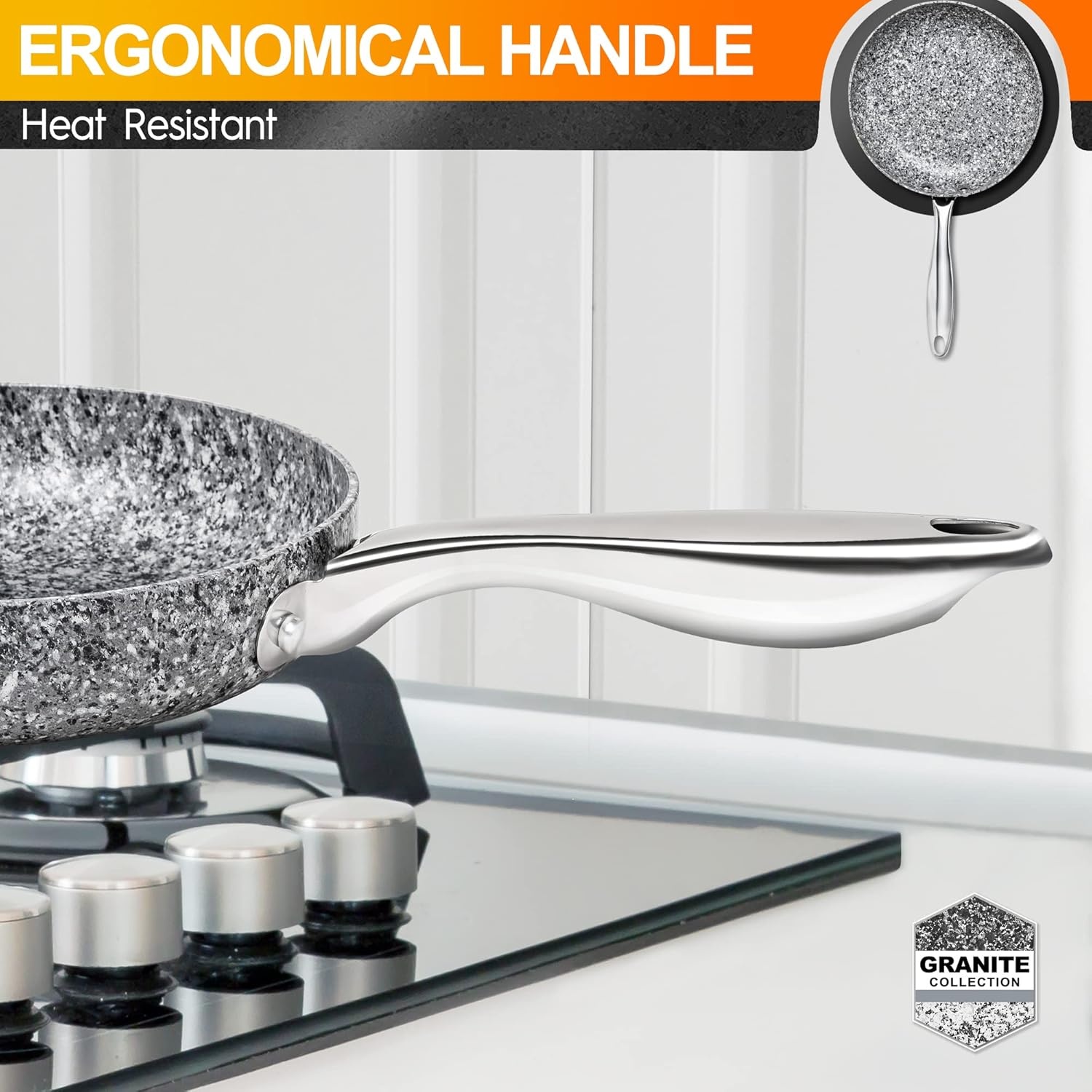 image:imageMICHELANGELO Frying Pans Set with 100 APEO amp PFOAFree Stone Non Stick Coating Granite Skillet Set Nonstick Skillets 3 Pcs89511 inch8 inch