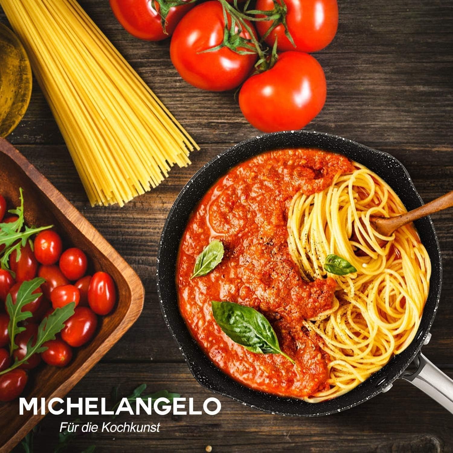 image:imageMICHELANGELO Hard Anodized Saucepan Set with Lids Nonstick Saucepan with Pour Spouts amp Strainer Lid for Easy Pour Granite Derived Coating Sauce Pot Set 15QT amp 2QT amp3QT Induction Sauce Pans153 Quarts