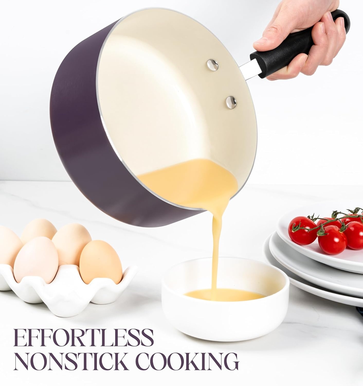 image:imageMICHELANGELO Nonstick Sauce Pan with Lid 1QT 2QT amp 3QT Ceramic Saucepan Set Copper Sauce pans NonToxic Saucepan Multipurpose Cooking Pots Set For Home Kitchen Compatible inductionPurple