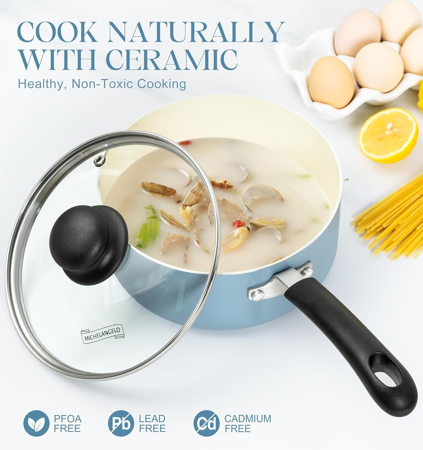image:imageMICHELANGELO Nonstick Sauce Pan with Lid 1QT 2QT amp 3QT Ceramic Saucepan Set Copper Sauce pans NonToxic Saucepan Multipurpose Cooking Pots Set For Home Kitchen Compatible inductionBlue