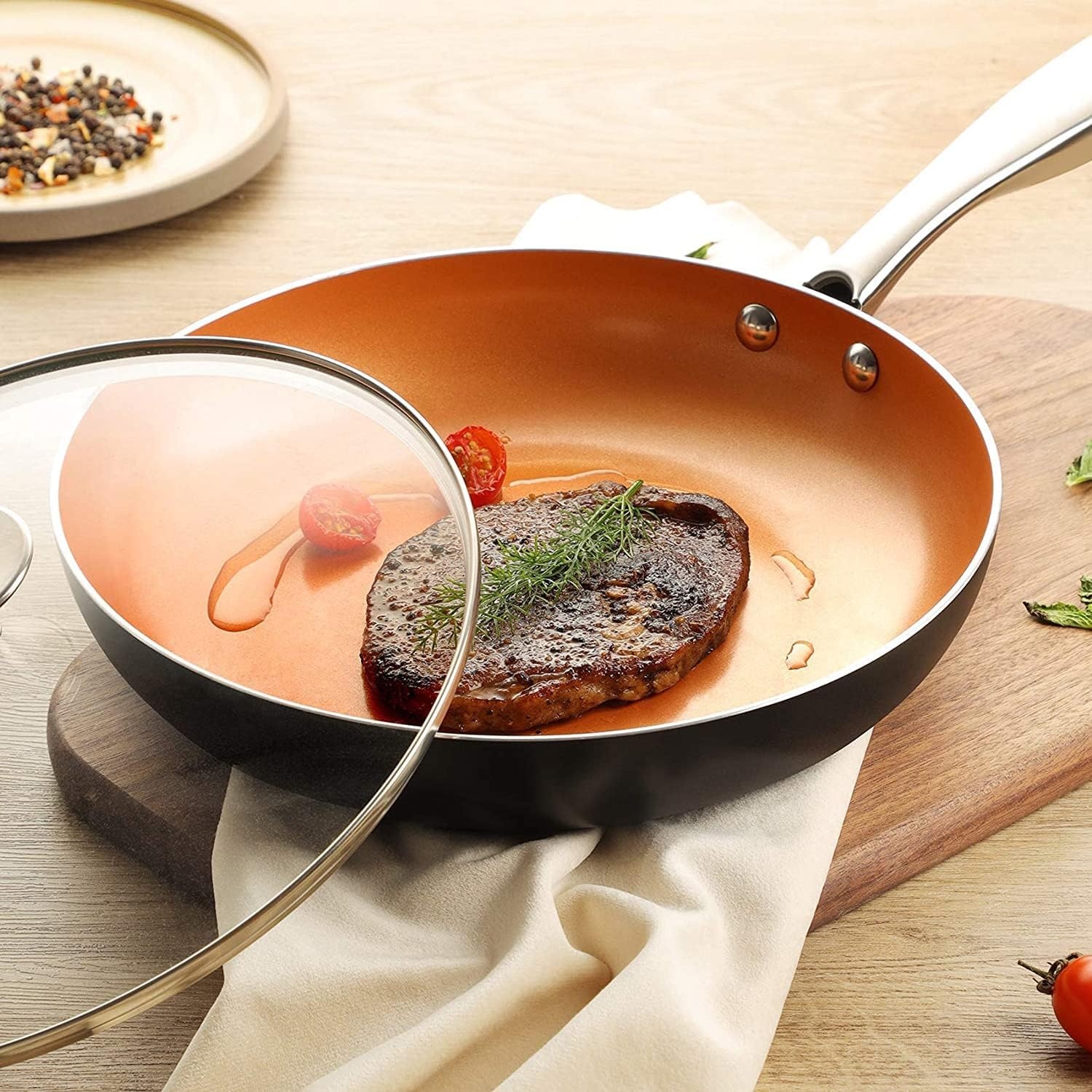 image:imageMICHELANGELO Sauce Pan Set 1 Quart amp 2 Quart amp 3 Quart Nonstick Frying Pan 8 Inch with Lid