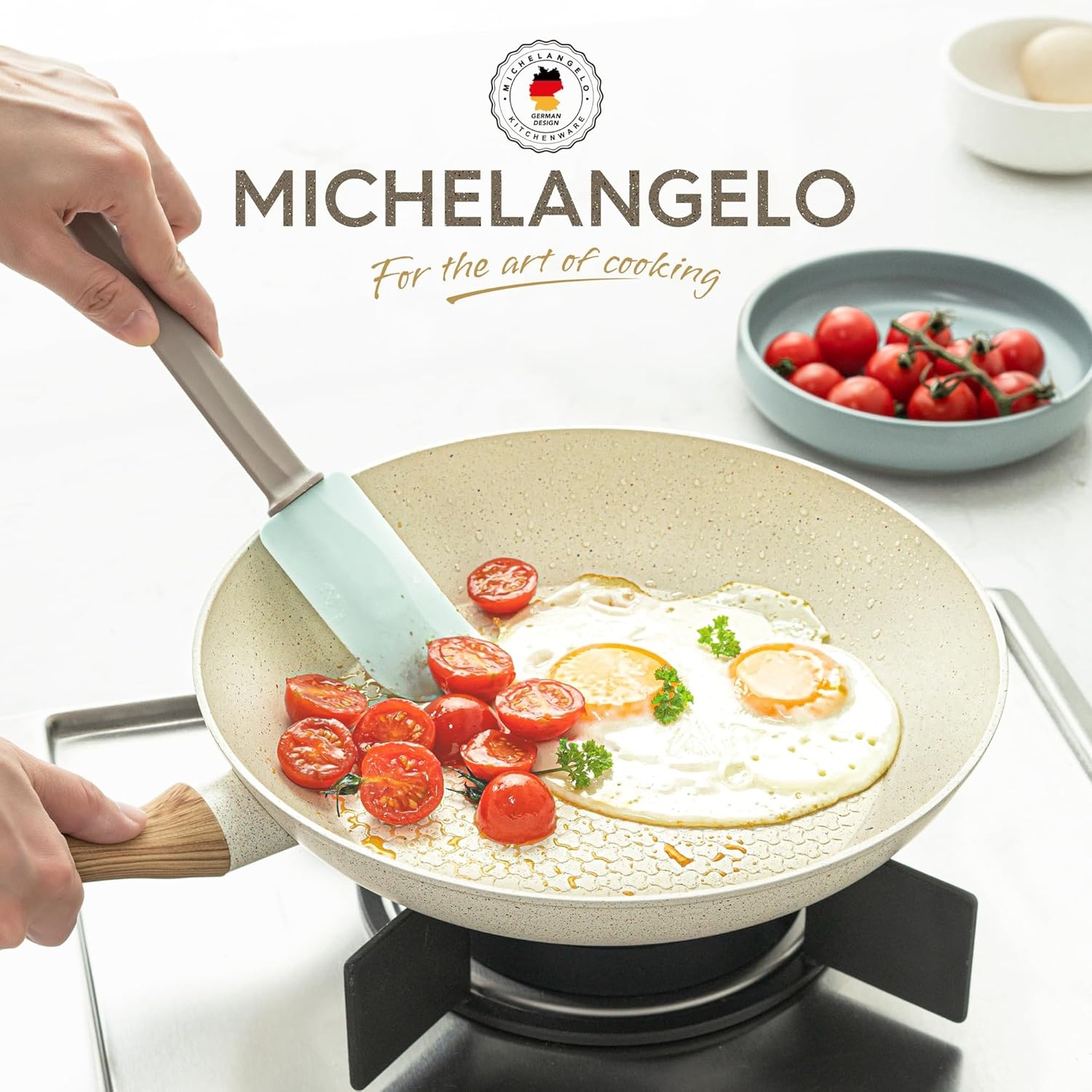 image:imageMICHELANGELO Sauce Pan with Lid 1QT2QT3QT 8 Inch Frying Pan with Nonstick Granite Coatings