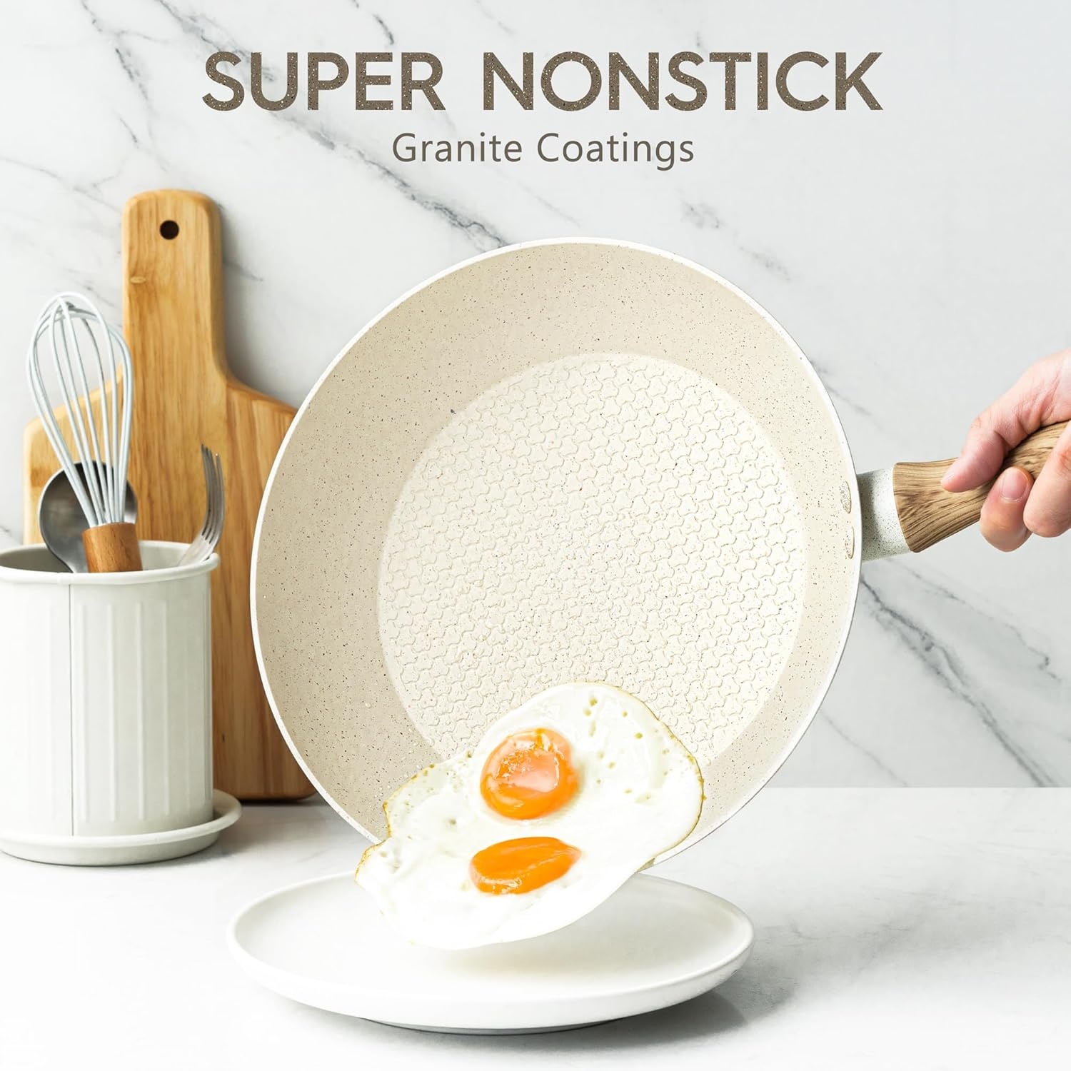 image:imageMICHELANGELO Sauce Pan with Lid 1QT2QT3QT 8 Inch Frying Pan with Nonstick Granite Coatings