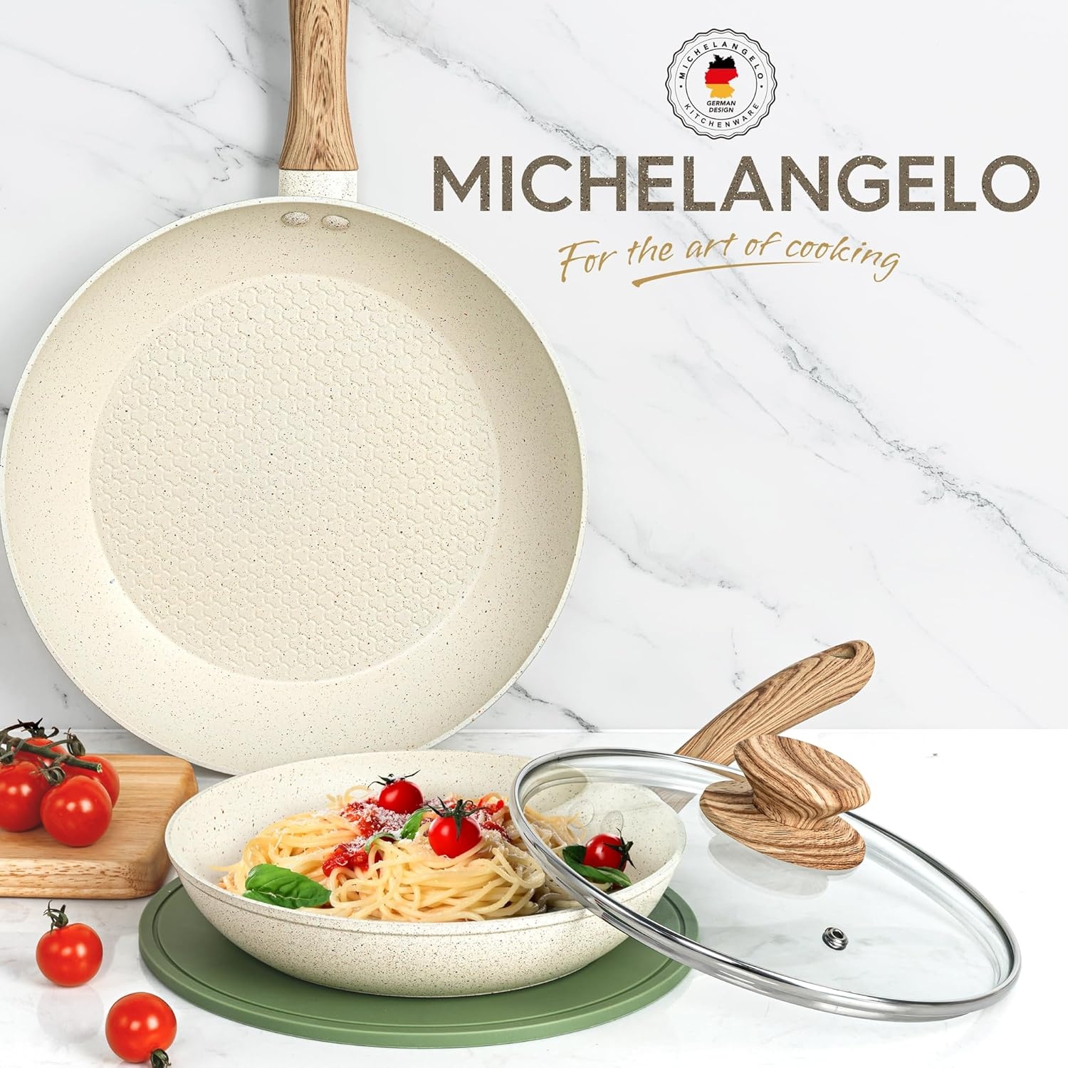 image:imageMICHELANGELO Sauce Pan with Lid 3 Quart 10 Inch Frying Pan with Nonstick Granite Coatings
