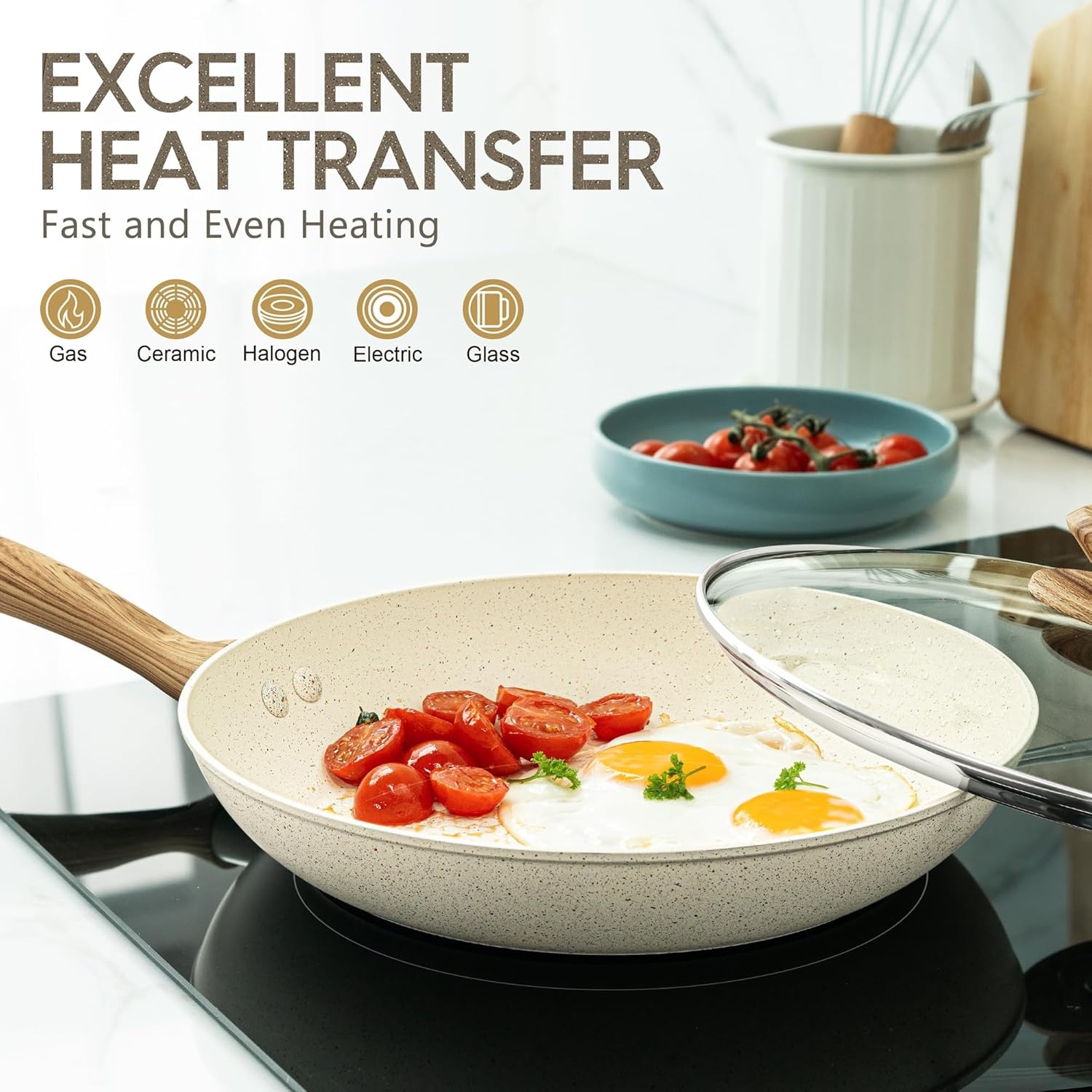 image:imageMICHELANGELO Sauce Pan with Lid 3 Quart 8 Inch Frying Pan with Nonstick Granite Coatings