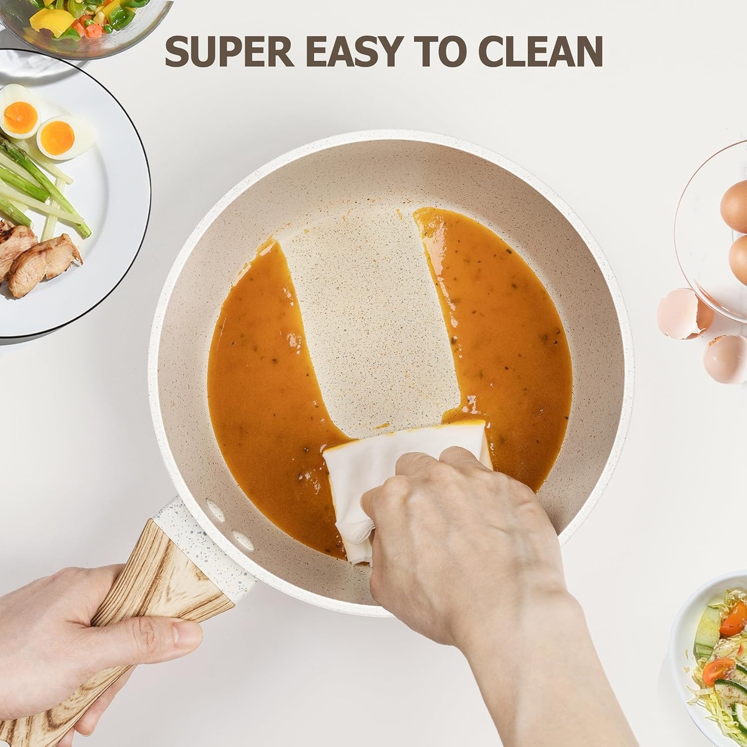 image:imageMICHELANGELO Sauce Pan with Lid Nonstick Saucepans Set 15QT 2QT amp 3QT Granite Sauce Pan 3 Piece Stone Saucepan Set Small Pot with Lid Non Stick Sauce Pot Set White