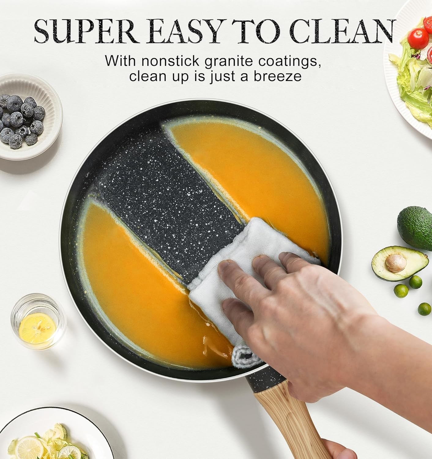 image:imageMICHELANGELO Saucepan Set with Lid Nonstick Sauce Pan Sets with Granite Coatings NonToxic Sauce Pot Sets of 3 Induction Compatible 1Qt 2Qt amp 3Qt WhiteBlack