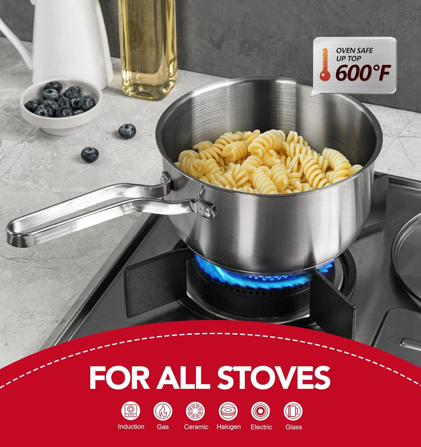 image:imageMICHELANGELO Stainless Steel Pots Set 1QT amp 2QT amp 3QT Stainless Steel Sauce Pan with Lid Induction Saucepan Set Small Pots for Cooking 6 Pcs123qt