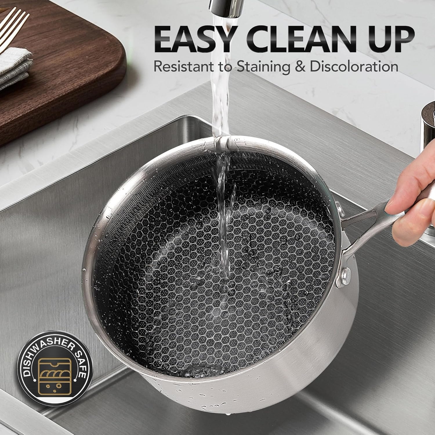 image:imageMICHELANGELO Stainless Steel Saucepan Set 1QT amp 2QT amp 3QT Frying Pan Set with Lids 95 amp 11 Inch