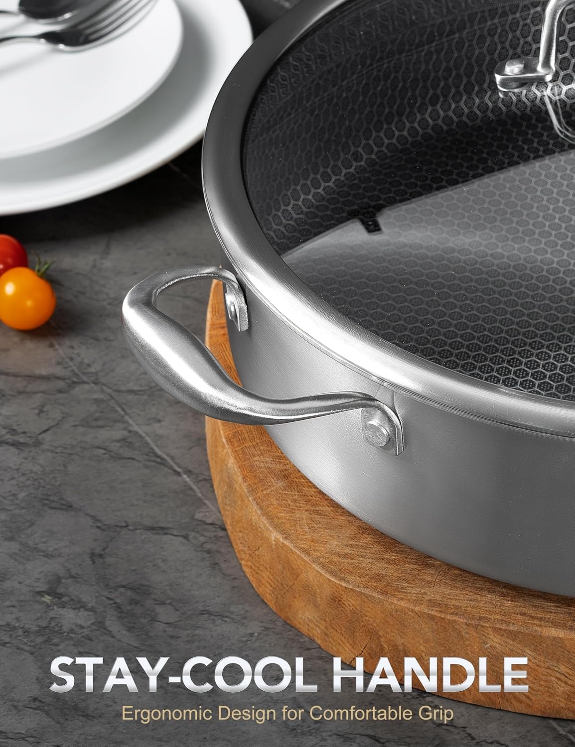 image:imageMICHELANGELO Stainless Steel Saucepan Set 1QT amp 2QT amp 3QT Premium Triple Ply Sauce Pan with LidTriply Stainless Steel Saute Pan 6 Quart
