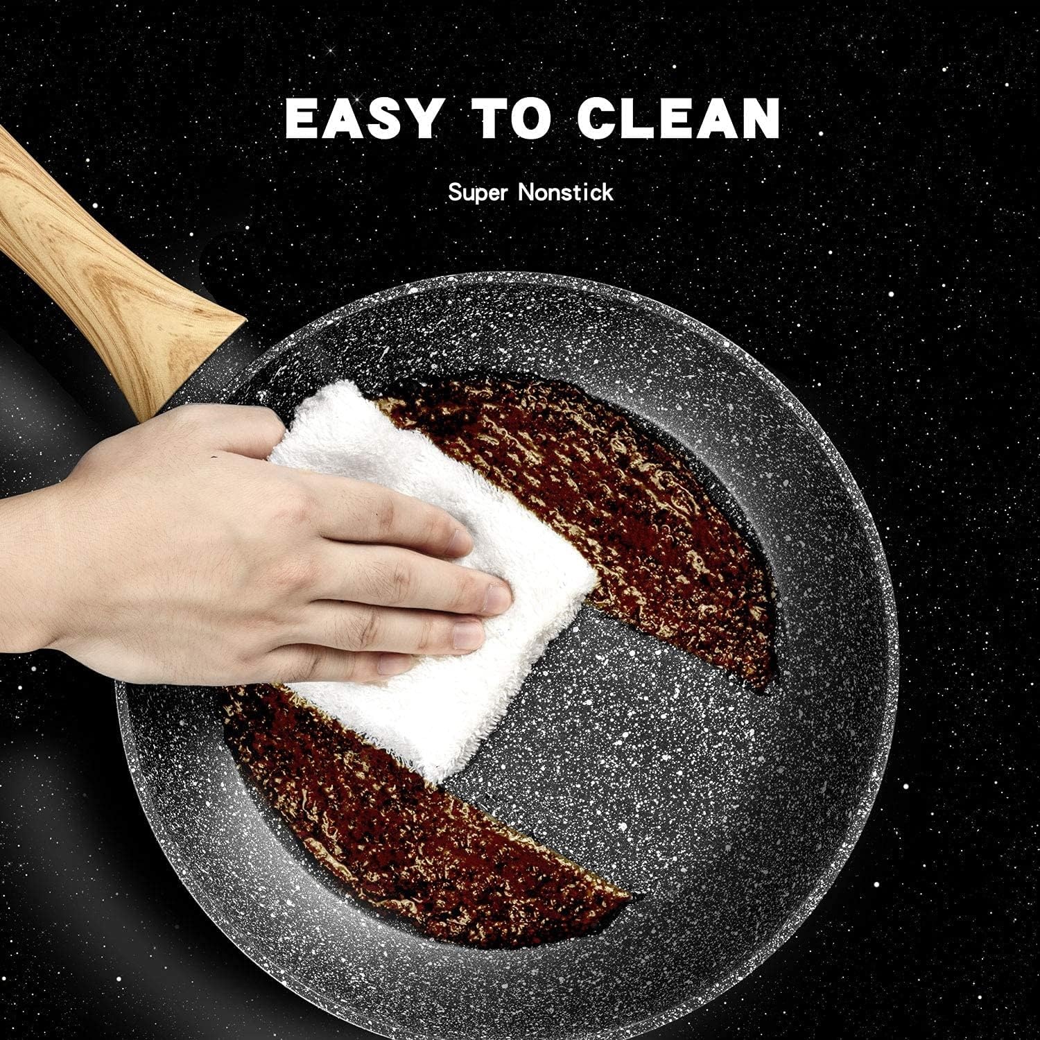 image:imageMICHELANGELO Stone Frying Pans Frying Pan Set With 100 APEO amp PFOAFree Stone Coating 89511 Nonstick Pans With Bakelite Handle Stone Skillets Set Nonstick Skillets