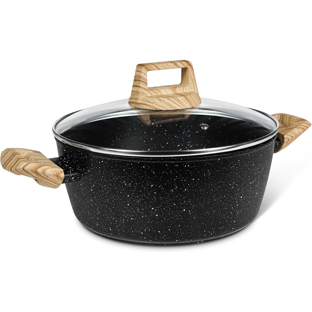 image:imageMICHELANGELO 8 Quart Stock Pot with Lid Nonstick Cooking Pots 8 Qt Soup Pot with Lid Induction Pots for Cooking Stockpot with Healthy Coating WhiteBlack