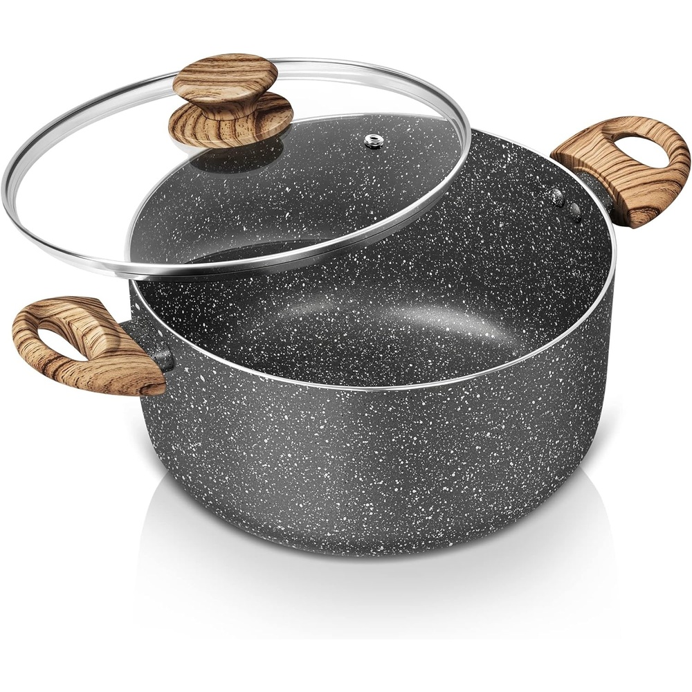 image:imageMICHELANGELO 8 Quart Stock Pot with Lid Nonstick Cooking Pots 8 Qt Soup Pot with Lid Induction Pots for Cooking Stockpot with Healthy Coating WhiteGray