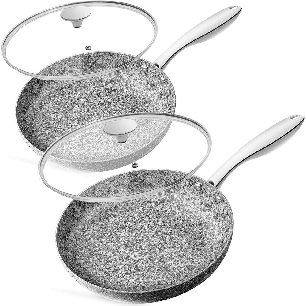 image:imageMICHELANGELO Frying Pans Set with 100 APEO amp PFOAFree Stone Non Stick Coating Granite Skillet Set Nonstick Skillets 3 Pcs89511 inch810 inch
