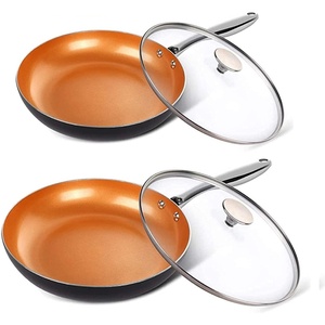 image:imageMICHELANGELO 10 Inch  12 Inch Frying Pans Set with Lid Nonstick Copper Frying Pan with Titanium Ceramic Interior Nonstick Frying Pans Nonstick Skillet with Lid Induction Compatible