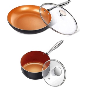 image:imageMICHELANGELO 12 Inch Frying Pan  2 Quart Saucepan with Lid Ultra Nonstick Coppper Sauce Pan with Lid Ceramic Nonstick Saucepan and Frying Pan Small Sauce Pot Copper Pot and Pan