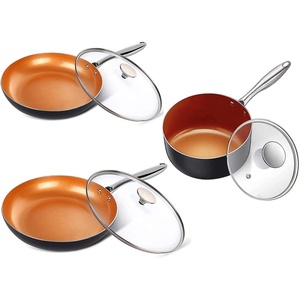 image:imageMICHELANGELO 3 Quart Saucepan  8 Inch 10 Inch Frying Pan with Lid Ultra Nonstick Coppper Pan Set with Lid Ceramic Nonstick Pan Set with Lid and Copper Pot and Pan