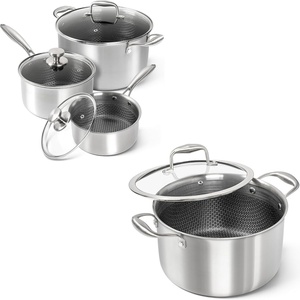 image:imageMICHELANGELO 6 Pcs Triply Stainless Steel Pot Set 2QT amp 3QT amp 8QT Pot with Lids Triply Stainless Steel Stock Pot with Lid  6 Quart
