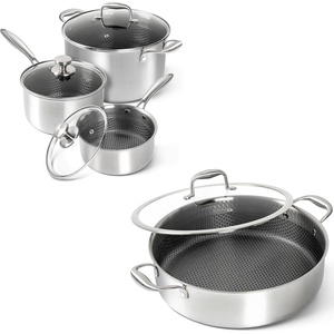 image:imageMICHELANGELO 6 Pcs Triply Stainless Steel Pot Set 2QT amp 3QT amp 8QT Pot with LidsTriply Stainless Steel Saute Pan 6 Quart Deep Frying Pan with Lid