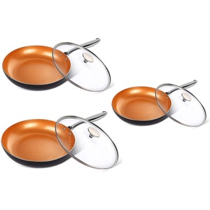 image:imageMICHELANGELO 8 Inch  10 Inch 12 Inch Frying Pan Set Copper Frying Pan Set with Lid 81012
