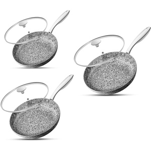 image:imageMICHELANGELO 8 Inch amp10 Inch  12 Inch Granite Frying Pan Stone Skillets Nonstick Frying Pan with Lid Nonstick Stone Frying Pans with Non toxic StoneDerived Coating