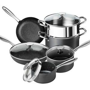 image:imageMICHELANGELO Hard Anodized Cookware Set  10 Pcs Non Stick Pots and Pans Set with Granite Interior Induction Cookware Set with Steamer InsertHard Anodized 10 pcs