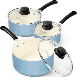 image:imageMICHELANGELO Nonstick Sauce Pan with Lid 1QT 2QT amp 3QT Ceramic Saucepan Set Copper Sauce pans NonToxic Saucepan Multipurpose Cooking Pots Set For Home Kitchen Compatible inductionBlue