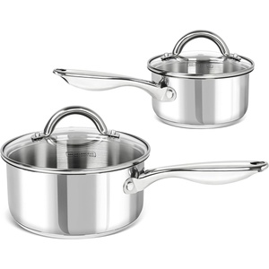 image:imageMICHELANGELO Saucepan Set 6pc 1810 Stainless Steel Sauce Pan with Lid TriPly Bottom Sauce Pot Set Nonstick Saucepan Induction Compatible 1QT amp 2QT amp3QTTriPly Bottom