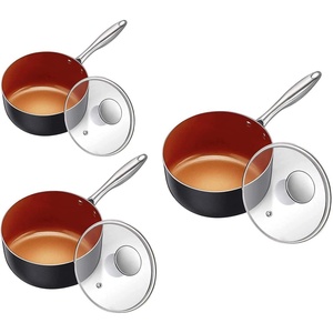 image:imageMICHELANGELO Saucepan Set with Lid Nonstick 1Qt  2Qt  3QT Copper Sauce Pan Set with Lid Small Pot with Lid Ceramic Nonstick Saucepan Set Small Sauce Pots Copper Pot Set