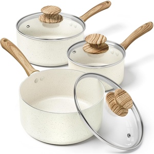 image:imageMICHELANGELO Saucepan Set with Lid Nonstick Sauce Pan Sets with Granite Coatings NonToxic Sauce Pot Sets of 3 Induction Compatible 1Qt 2Qt amp 3Qt WhiteWhite