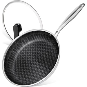 image:imageMICHELANGELO Stainless Steel Frying Pan Set with Lids 95 amp 11 Inch Frying Pans Nonstick Stainless Steel Fry Pan Set Honeycomb Pans for Cooking Skillet with Lid  Induction Compatible12Inch
