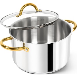 image:imageMICHELANGELO Stainless Steel Pots  6 Qt Induction Pot with Lid 1810 Stainless Steel Stock Pot Non Toxic Cooking Pot Oven amp Dishwasher Safe6 Quart