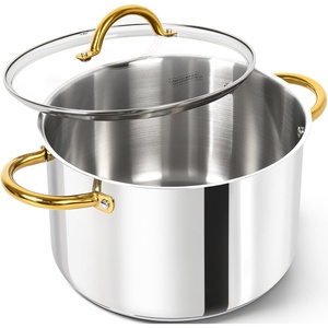 image:imageMICHELANGELO Stainless Steel Pots  6 Qt Induction Pot with Lid 1810 Stainless Steel Stock Pot Non Toxic Cooking Pot Oven amp Dishwasher Safe8 Quart