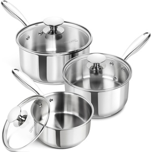 image:imageMICHELANGELO Stainless Steel Sauce Pan Set  1 2 3 Qt Saucepans with Lids Small Stainless Steel Pots for Cooking Induction Compatible Dishwasher amp Oven Safe123 Quart