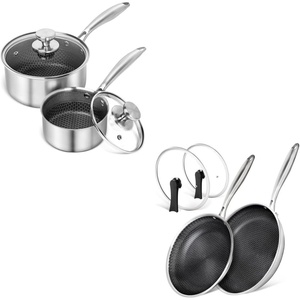 image:imageMICHELANGELO Stainless Steel Saucepan Set 1QT amp 2QT 95 amp 11 Inch Frying Pans