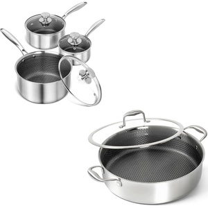 image:imageMICHELANGELO Stainless Steel Saucepan Set 1QT amp 2QT amp 3QT Premium Triple Ply Sauce Pan with LidTriply Stainless Steel Saute Pan 6 Quart