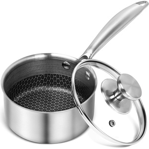 image:imageMICHELANGELO Triply Stainless Steel Pot Set Hybrid Nonstick Saucepan Set with Lids Induction Compatible Heavy Duty Sauce Pan 1QT amp 2QT amp 3QT Honeycomb Interior Dishwasher Safe Cookware  6 Piece1QT