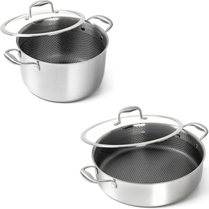 image:imageMICHELANGELO Triply Stainless Steel Stock Pot 8Quart Stockpot with Lid Triply Stainless Steel Saute Pan Deep Frying Pan with Lid