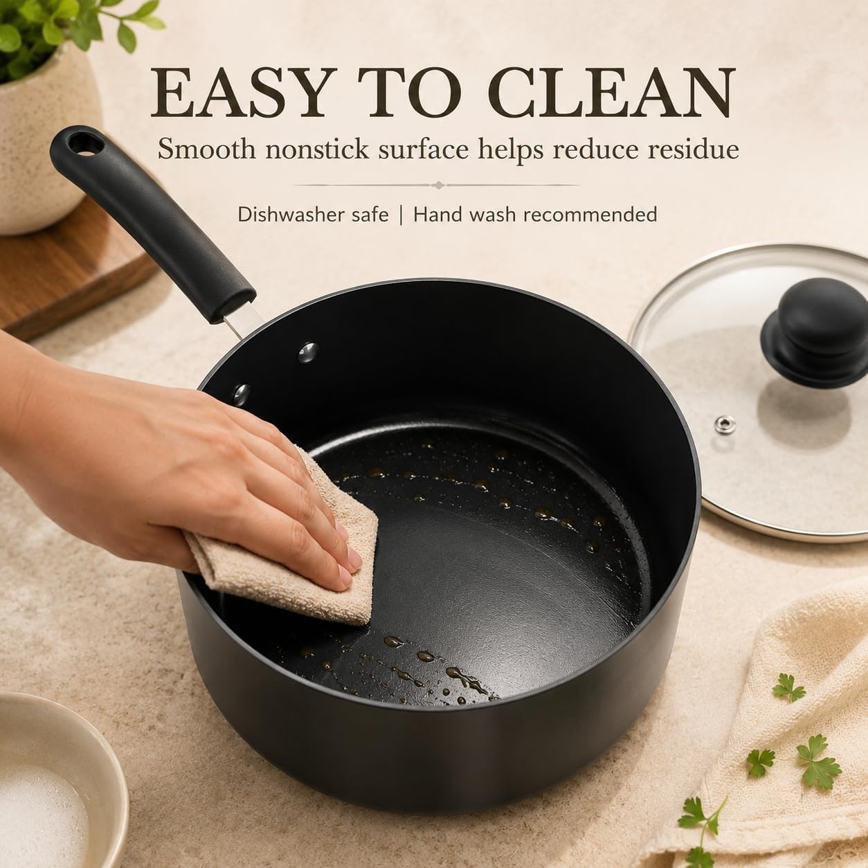 image:imageMICHELANGELO Nonstick Saucepan with Lid Ceramic Sauce Pan Sets Easy to Clean Sauce Pans MultiPurpose Cooking Pots 1QT amp 2QT amp 3QT WhiteBlack